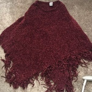 Maroon chenille poncho